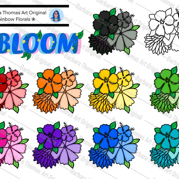 Beautiful "Rainbow Florals" Printable for Bible Journaling, Mixed-Media, Scrapbooking, Planners & More