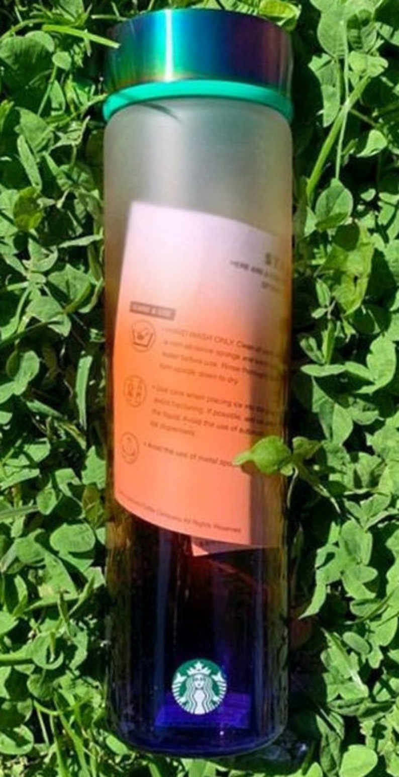 starbucks rainbow glass bottle