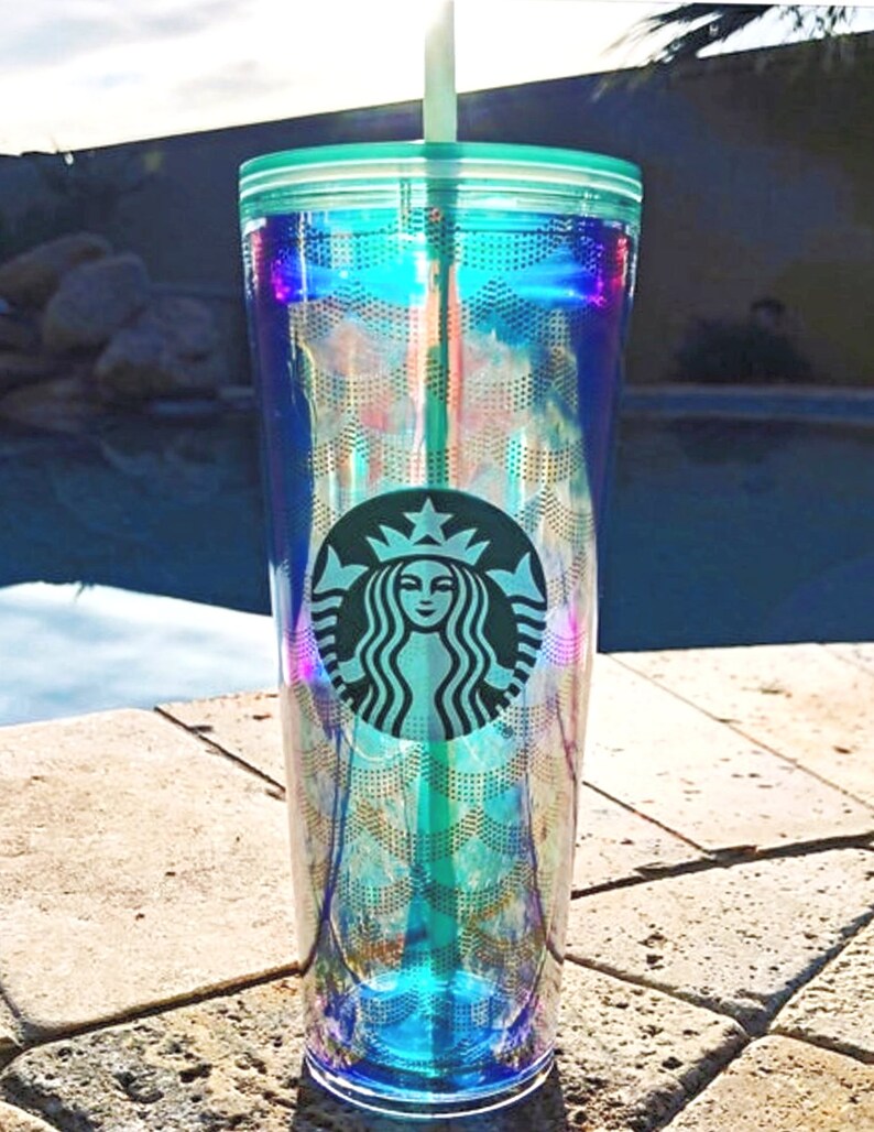 Iridescent Mermaid Starbucks tumbler Limited Edition Summer Etsy
