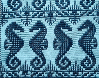 Seahorse Soulmates - Overlay Mosaic Crochet pattern - PDF download