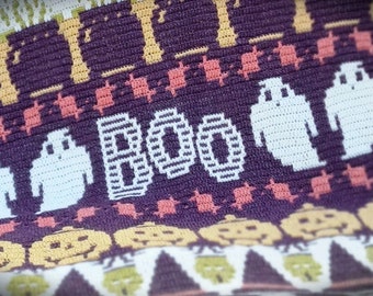 Boo! Halloween Crochet pattern, Overlay Mosaic crochet, PDF digital download