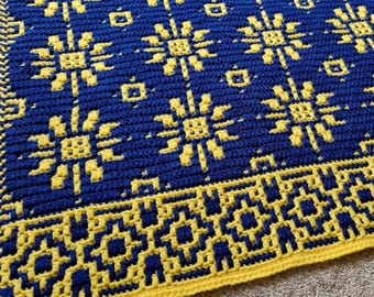 Sunny Flowers - Overlay Mosaic Crochet - Digital PDF pattern - English and Dutch versions included