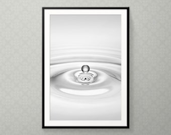 Serenity | Close-up of ripples created by a droplet of water | Photography Print | Physical Print | B&W
