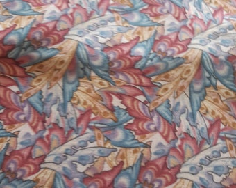 Blue, 1 meter floral quilting fabric