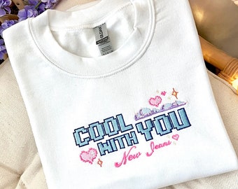 NewJeans Cool With You Crewneck Sweatshirt | Super Shy New Jeans | New Jeans Sweatshirt | kpop Embroidered Sweatshirt