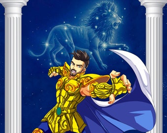 Saint Seiya/Golden Knights, gepersonaliseerd portret de ridders van de dierenriem/mythedoek/digitaal printen/stripfiguur