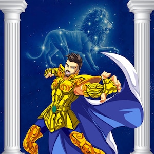 saint seiya /Golden Knights, Personalized Portrait The Knights of the Zodiac / Myth Cloth / Digital printing / Cartoon character