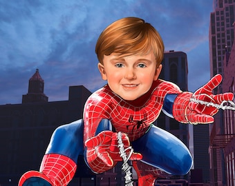 Retrato personalizado de superhéroe, regalo de aniversario para parejas (digital)