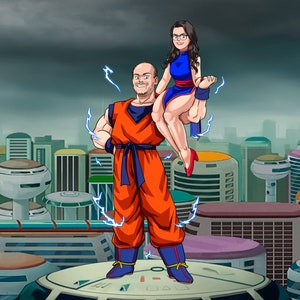 Custom Dragon Ball Z Portrait: Anime Manga Caricature (Digital Files JPG, TIFF, PSD)