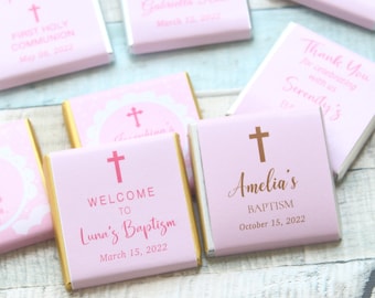 Custom Girl Baptism Chocolate for Guests, Baptism Favors, Christening chocolate, Bulk Favors, Engagement Chocolate, Baptism Chocolate, Gifts