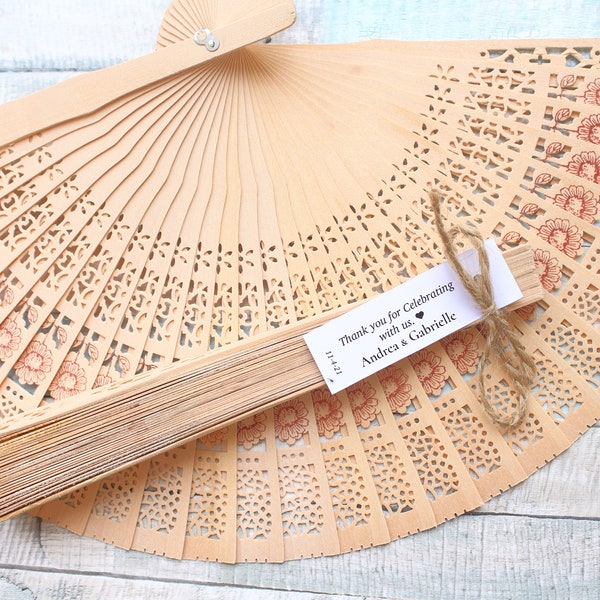 Summer Bridal Shower Personalized Sandalwood Fans, Bulk Custom Wooden Fans, Baby Shower Fans, Bridal Party Fans, Natural Wood, Summer Gift