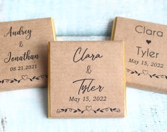 Custom Rustic Chocolate favors for Guests, Wedding Favors, Bridal Shower, Baby Shower, Rustic Paper, Engagement Chocolate, Gold Silver Foil