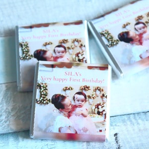 Custom Photo Chocolate, Happy birthday favors, Mini chocolate, Custom Girl Birthday, Custom Boy Birthday, Girl Baby Favors, First birthday