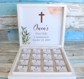First Holy Communion Chocolate Box, Gift for Guest, Boy Communion Favors, Girl Communion Favors,  Cute First Holy Communion, Floral, Custom