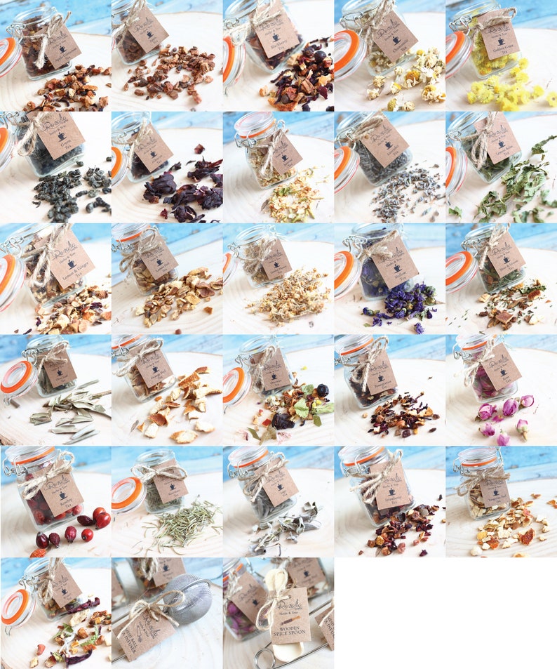 Loose Leaf Tea Sampler Organic Herbal Teas Glass Jar Tea Etsy