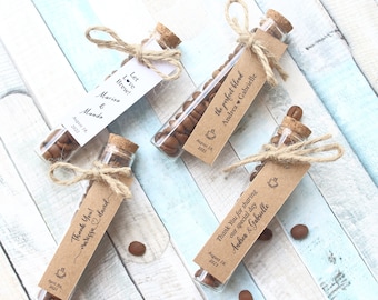 Coffee Wedding Favor, Glass Tube, The perfect Blend, Custom Coffee Party Favors, Bridal Shower Favors, Baby shower Favors, Multiple Design