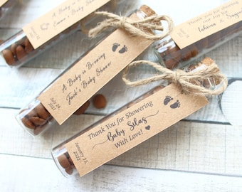 Custom Baby Shower Coffee Favor for Guests, Personalized Coffee Party Favors, Baby Shower Gifts, Glass Tube, oh baby Favors, coffee Gifts