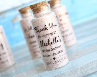 Bath Salt Favors, Wedding Favors for guests, Bridal shower favors, Baby shower favors, Baptism favors, Party Gifts, Glass Tube, Brithday