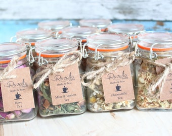 Loose Leaf Tea Sampler, Organic Herbal Teas, Glass Jar, Self Care, Tea Lover Set, Mindfulness Gift, Mental Health Gift Box, Mother gift set