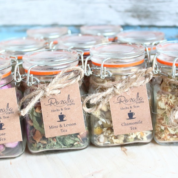 Loose Leaf Tea Sampler, Organic Herbal Teas, Glass Jar, Self Care, Tea Lover Set, Mindfulness Gift, Mental Health Gift Box, Mother gift set