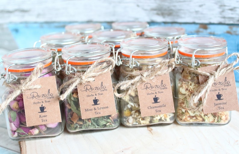 Loose Leaf Tea Sampler, Organic Herbal Teas, Glass Jar, Self Care, Tea Lover Set, Mindfulness Gift, Mental Health Gift Box, Mother gift set image 1