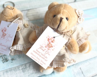 Personalized Teddy Bear Baby Shower Gifts, Birthday Favor, Thank You Beary Much, Gender Reveal, Plush, Keychains, Custom Baby Shower Tags