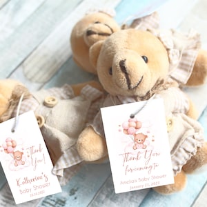 Teddy Bear KeyChain Baby Shower Gifts, Birthday Favor, Thank You Beary Much, Plush,  Custom Baby Shower Tags, Boy, Girl