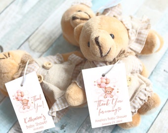 Teddy Bear KeyChain Baby Shower Gifts, Birthday Favor, Thank You Beary Much, Plush,  Custom Baby Shower Tags, Boy, Girl