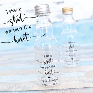 40ml ショットボトル（ラベル付き）、ユニークなウェディングギフト、ショットパーティー、プラスチックボトル、ゲストギフト、結婚式、ブライダルシャワー、婚約、パーティー
