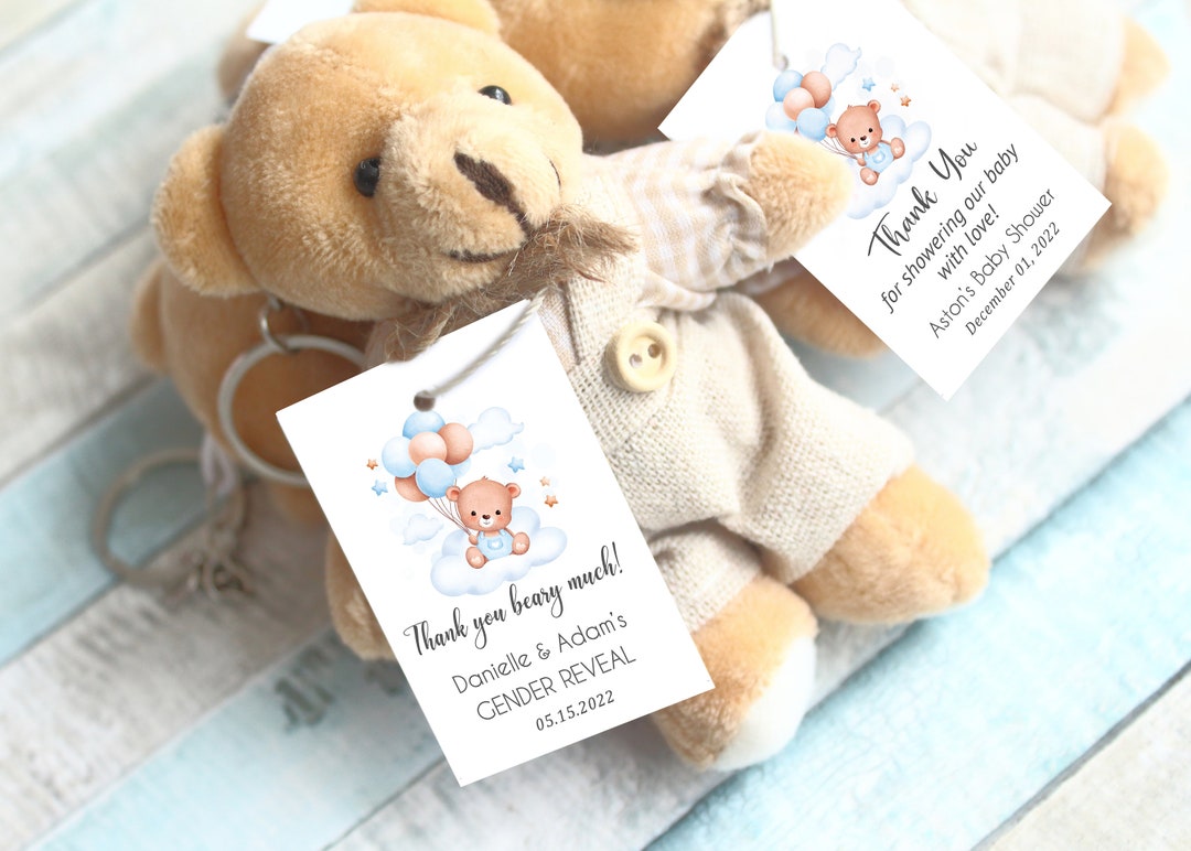 Personalized Teddy Bear Baby Shower Favors With Custom Tags , Thank You ...