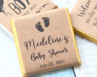 Baby Shower Chocolate favors for Guests, Baby shower Favors, Rustic Baby Shower, Rustic Paper, It&#39;s a Boy, It&#39;s a Girl, Gold or Silver Foil