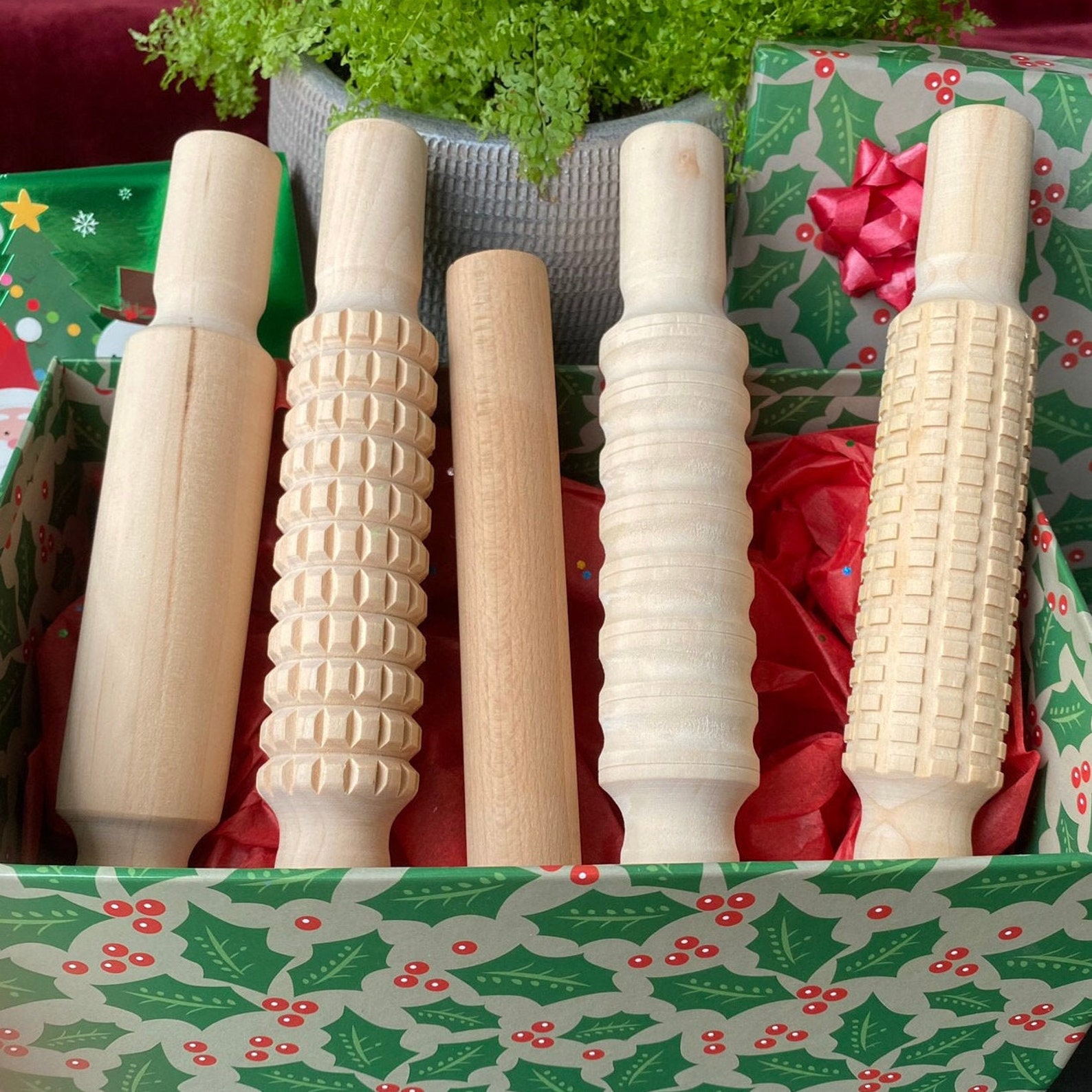 Wood Playdough pins 5 Pcs Wooden Rolling Pin Playdough Etsy