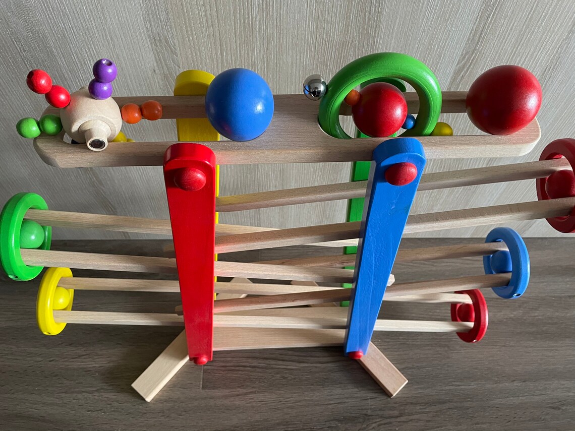 Wooden slider for toddlers Wooden toys Ball slider Rattle Etsy