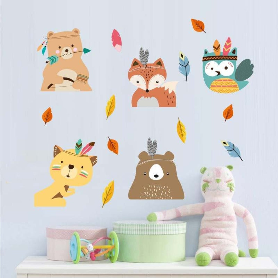 NATIVE ANIMAL wall decal kids room stickers peel and stick Etsy