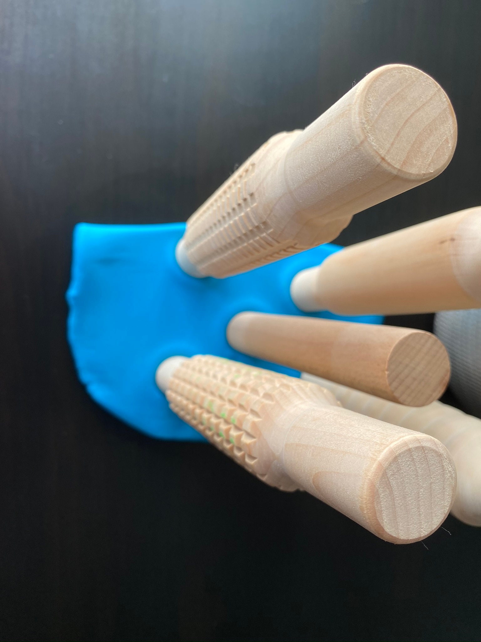 Wood Playdough pins 5 Pcs Wooden Rolling Pin Playdough Etsy