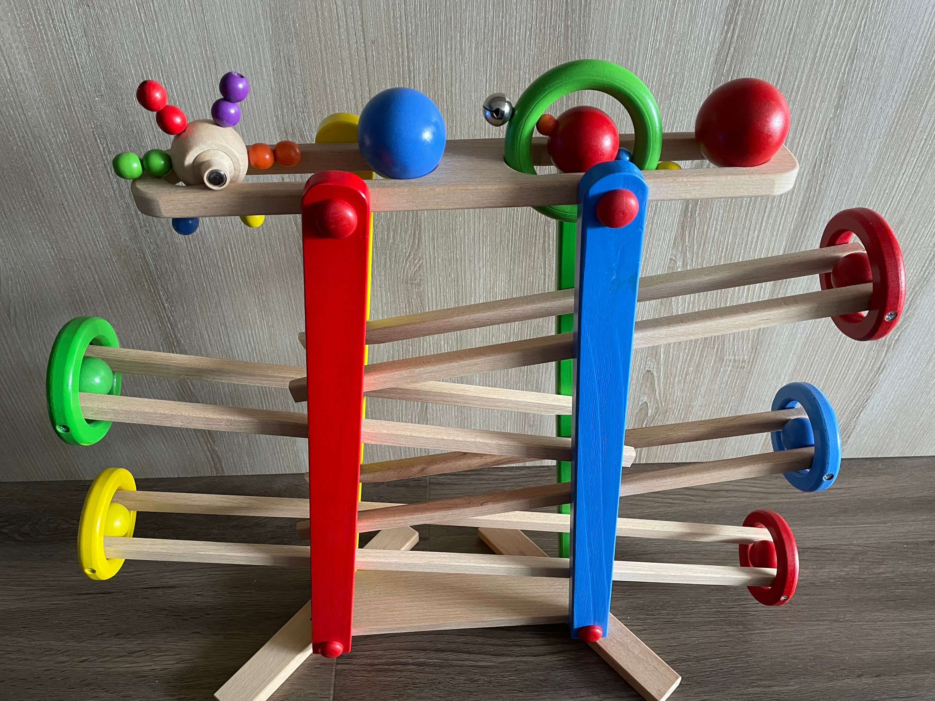 Wooden slider for toddlers Wooden toys Ball slider Rattle Etsy