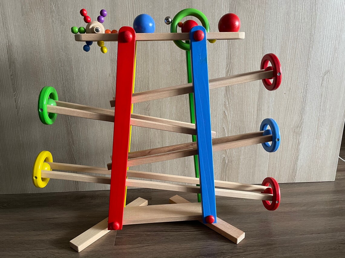 Wooden slider for toddlers Wooden toys Ball slider Rattle Etsy