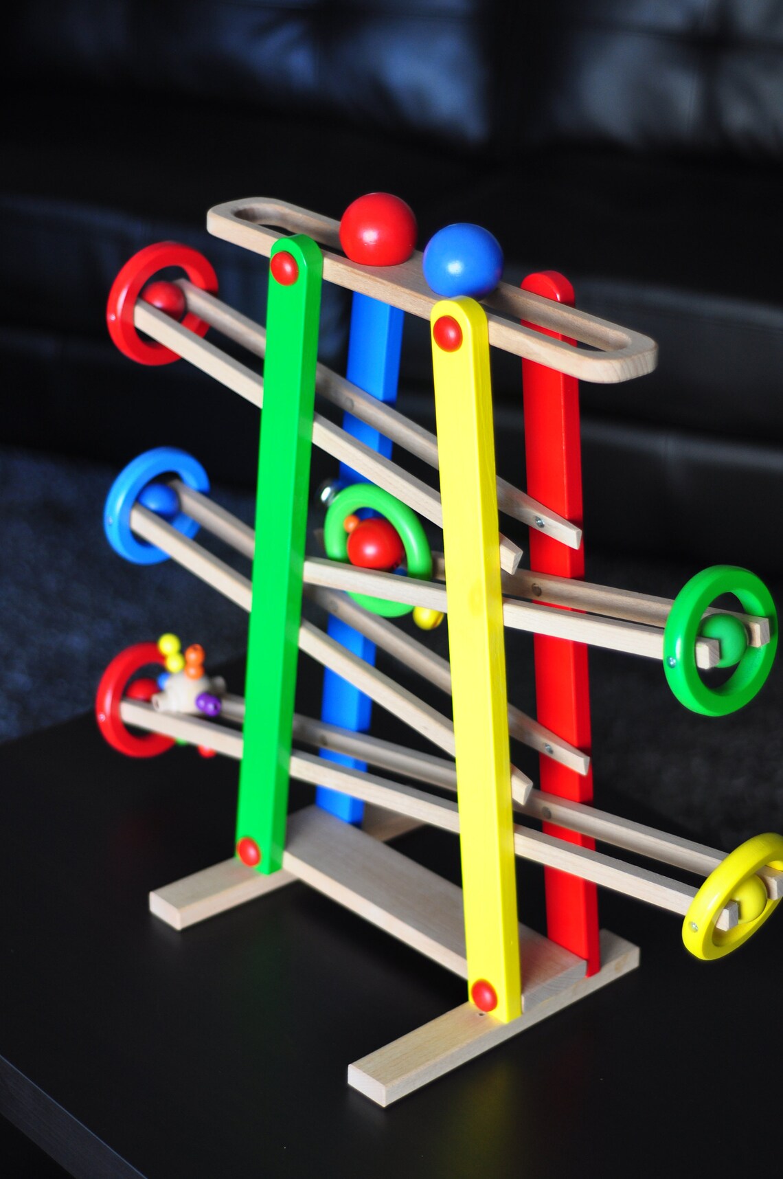 Wooden slider for toddlers Wooden toys Ball slider Rattle Etsy