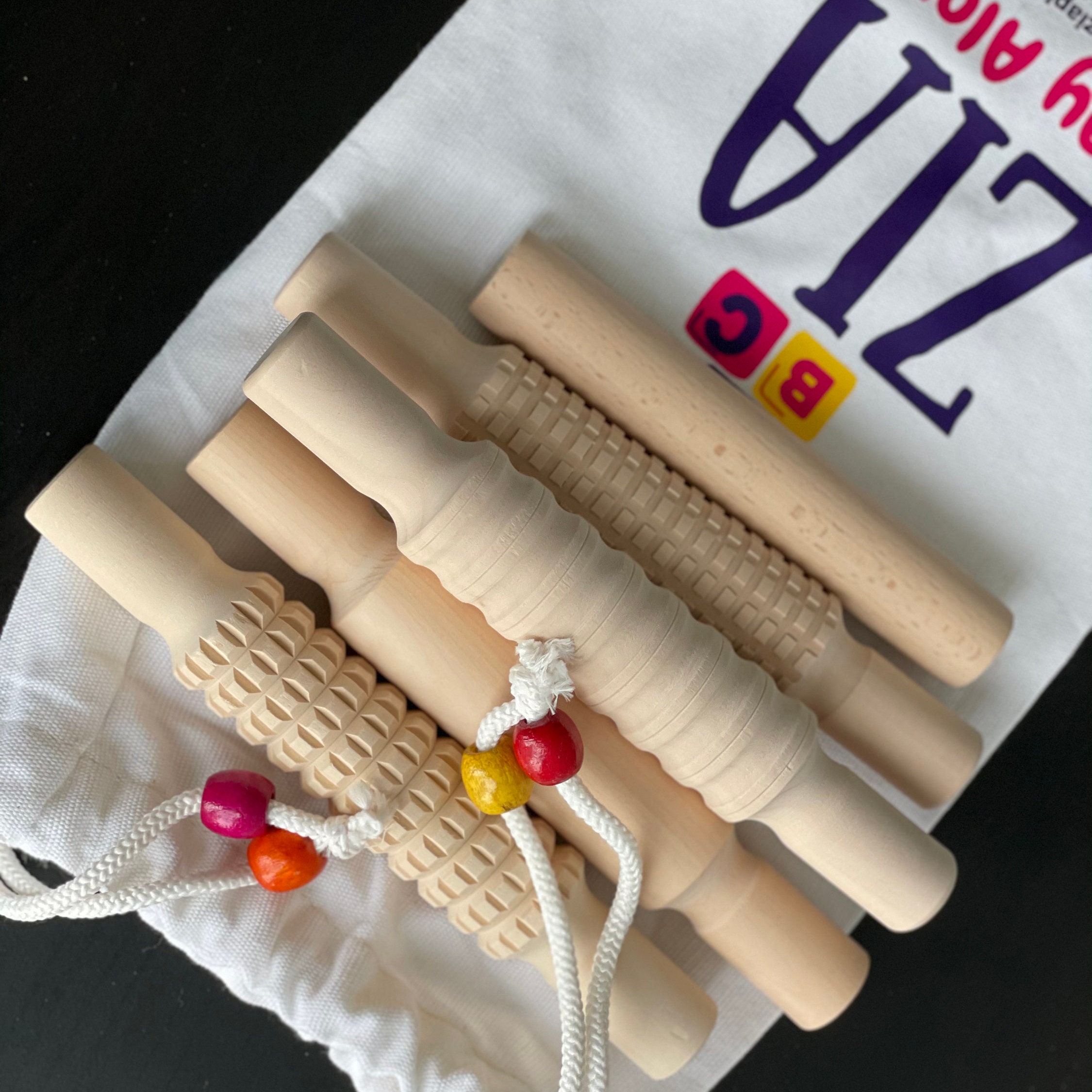Wood Playdough pins 5 Pcs Wooden Rolling Pin Playdough Etsy
