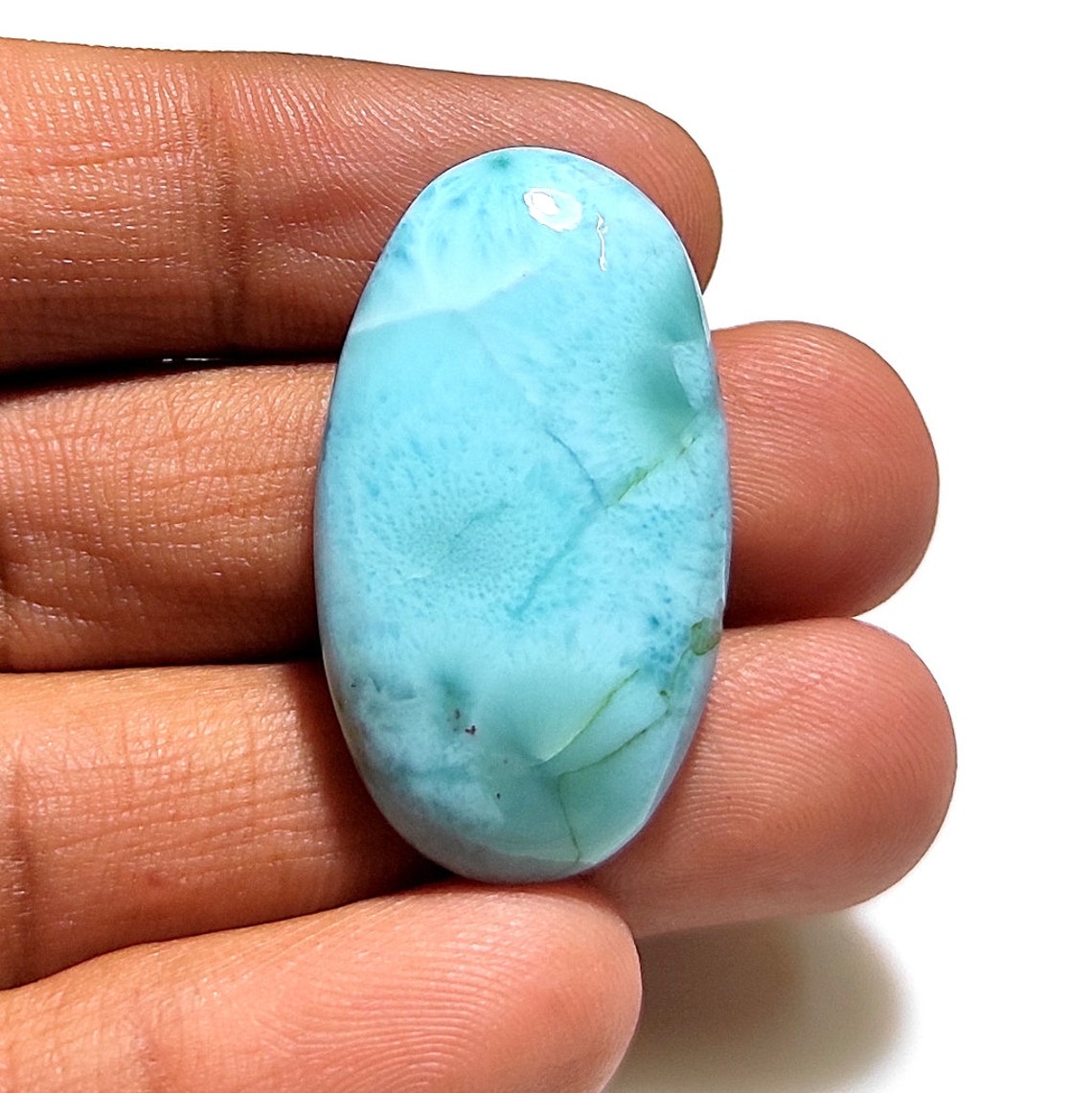 54 CT Natural Blue Larimar Cabochon 38x21x7 mm Larimar Loose Etsy