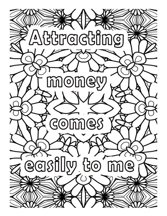 11 Adult Coloring Pages Affirmation Words  Manifest Money and