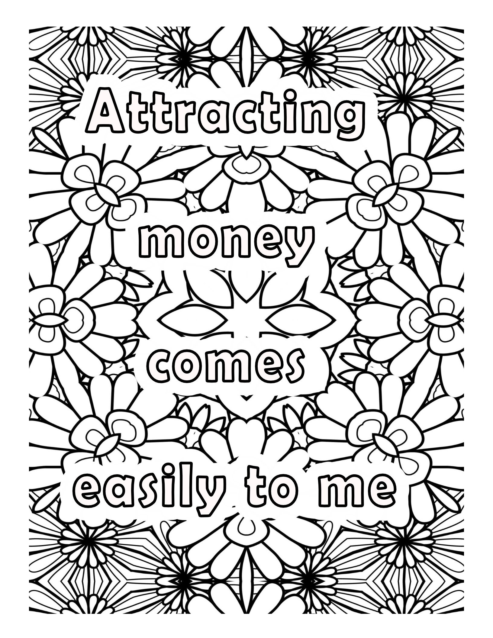 11 Adult Coloring Pages Affirmation Words Manifest Money Etsy