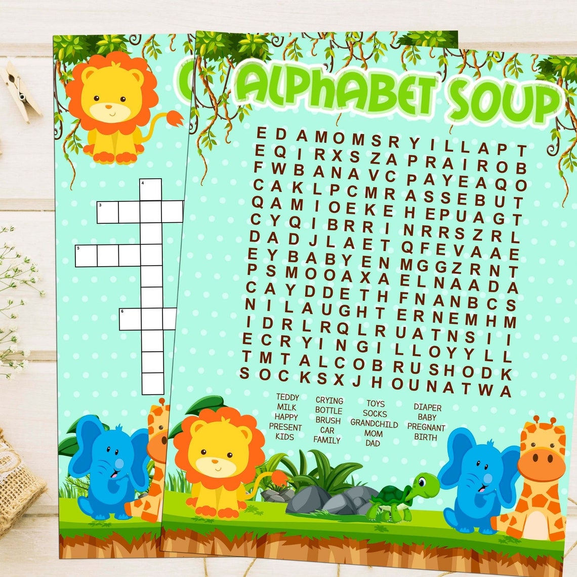 baby-shower-games-baby-shower-printable-bundle-animal-themed-etsy