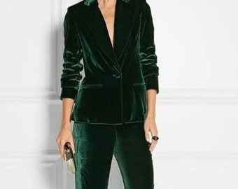 Women Green Velvet Designer Custom Made Personalized Tailored | Etsy