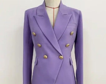 Women Lavender Double Breasted Custom Made Blazer Premium Cotton Pointed Shoulder Bespoke Jacket Formal Casual Dress Formal Coat Prom Outfit