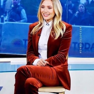 Red crushed outlet velvet suit