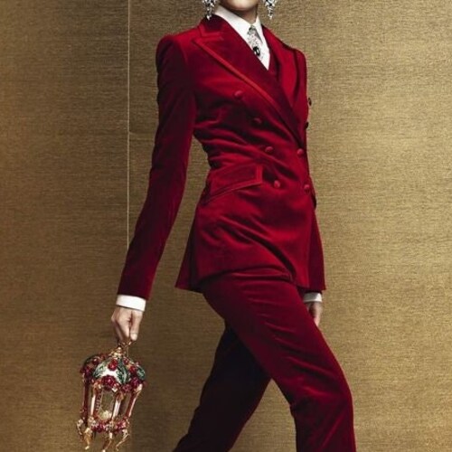 Women Red Velvet 2 Piece Suit Designer Custom Made Double Etsy