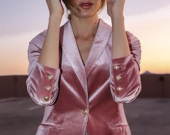 light pink velvet jacket