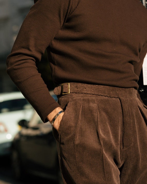 Mustard Green Bootcut Corduroy Trousers for Men  Mode De Base Italie