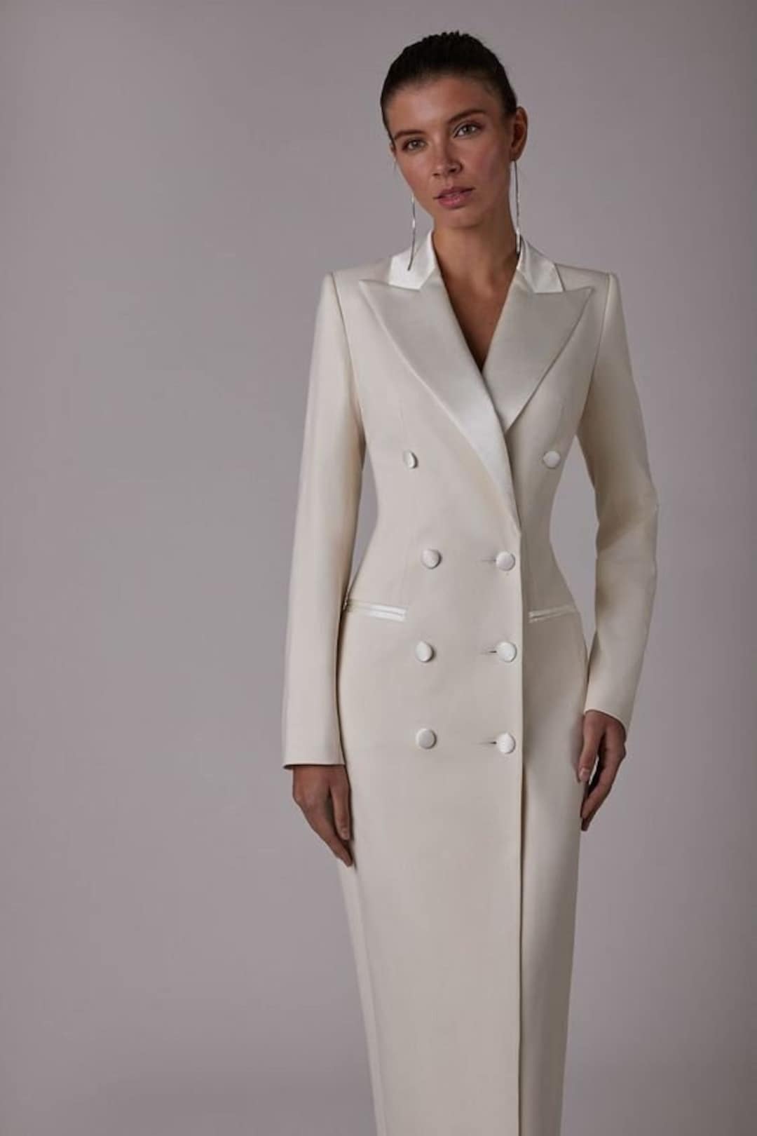 Customized Women's Cotton Long Tuxedo Blazer Dress Double - Etsy
